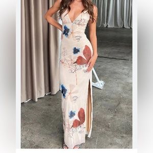 Tiger mist dress stretchy maxi dress light nude color